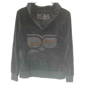 BCBG black velour zip up